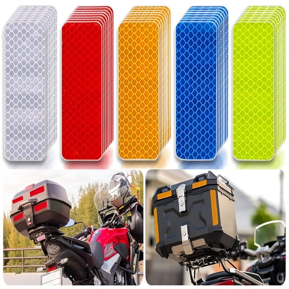 CCOCC Reflective Tape 50Pcs Reflective Tape Outdoor Waterproof,Safety Warning Reflective Stickers for Vehicle,Bicycles,Motorcycles,Helmet,Mailbox Bag,1.2X3.25Inch Stick on Reflectors(50,5Color)