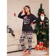 thumbnail image 3 of Matching Family Pajamas Sets Christmas PJ's Letter Plaid Printed Long Sleeve Tee and Bottom Loungewear or One-Piece Jumpsuit, 3 of 8
