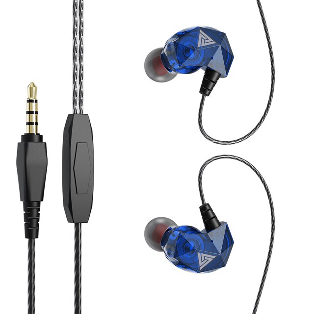 QKZ Auriculares con cable Auriculares con sonido de alta fidelidad Auriculares deportivos internos de 3,5 mm Auriculares para teléfono, Azul seitruly EL002610-04B