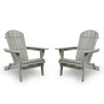 thumbnail image 2 of Bellemave Solid Cedar Wood Folding Embossed Adirondack Chair Lounge Patio Chair with Wood Grains Lawn Chair Outdoor Chair Set for Garden and Poolside (Embossed Gray, Set of 2), 2 of 7