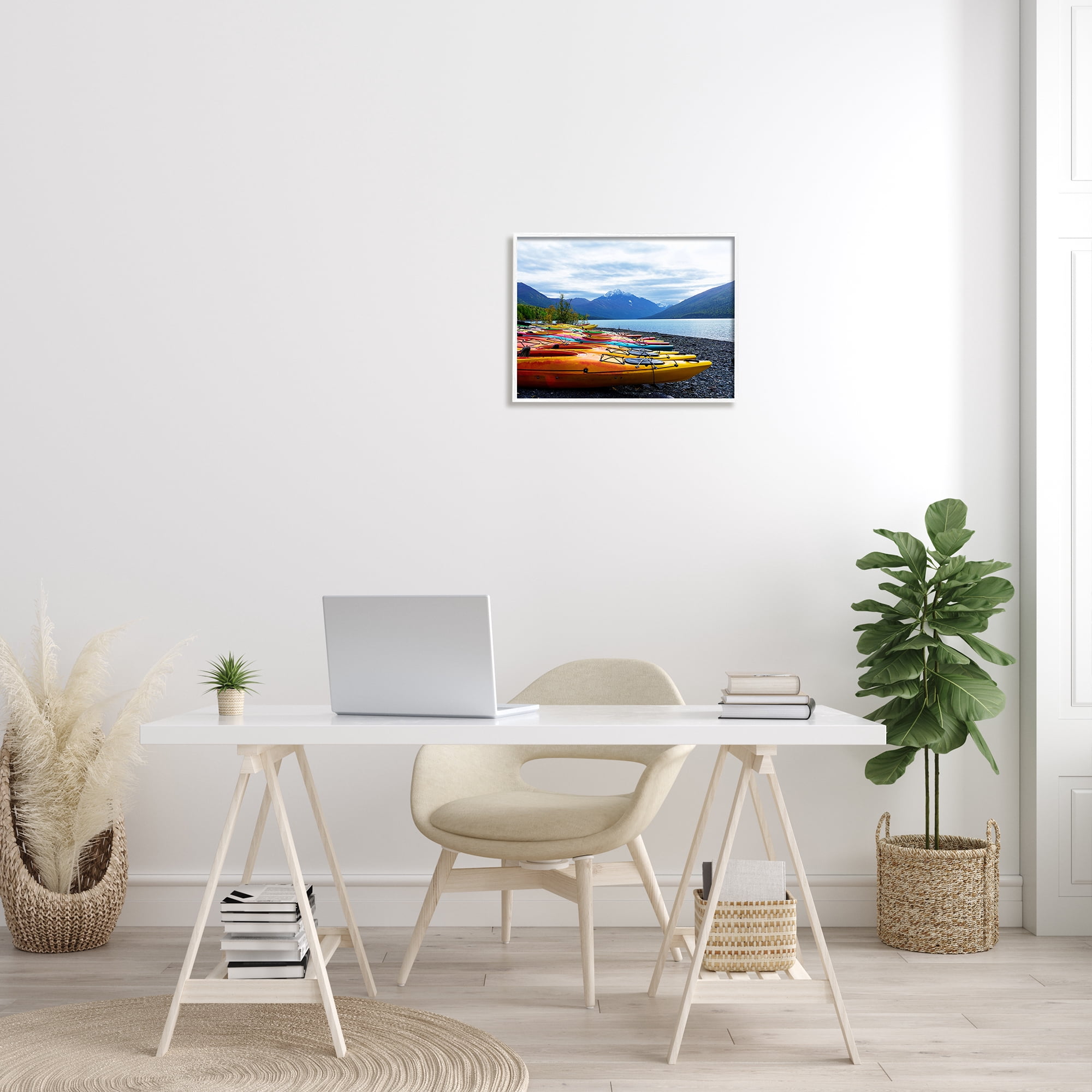 Stupell Industries Row of Kayaks Mountain Peak Lake Landscape, 16 x 20, Designed by Kali Wilson