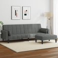 thumbnail image 1 of vidaXL 2-Seater Sofa Bed with Footstool Dark Grey Fabric, 1 of 5