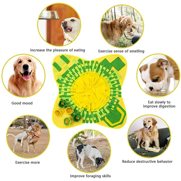 Snuffle Mat Dog Snuffle Mat Entrenadores de perros Juguetes de rompecabezas para perros Juguete de alimentación lenta Manta plegable para olfatear perros 70 * 70 cm Amarillo ShuxiuWang 9024735161394