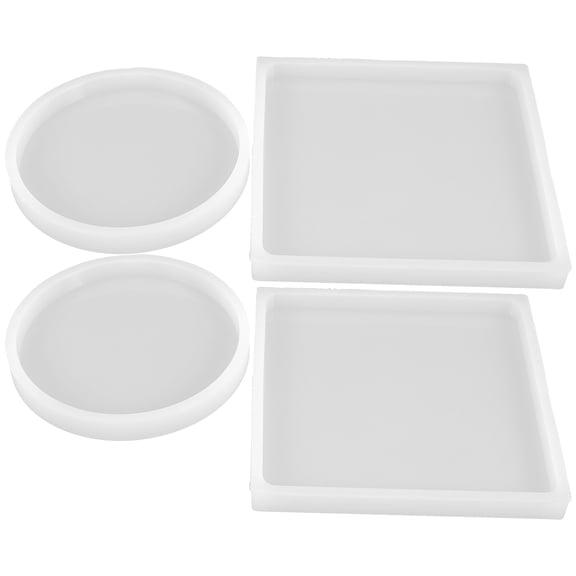 4 Pcs Silica Gel Coaster Mold Unique Crafts Square Resin Household Baking Mold/cake