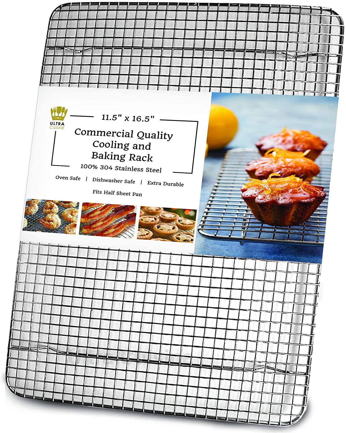 Baking Racks Size 8.6x6.2x0.5 inch Small Stainless Steel Cooling Racks 2 Pack 