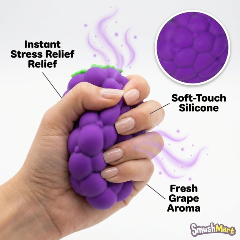 5 Inch Scented Grapes Squishy, Jumbo Purple Grape Bunch Squeeze