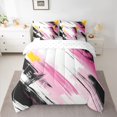 thumbnail image 2 of Manfei Modern Geometric 7-Piece Twin Bedding Sets,Abstract Graffiti Striped Bedding Comforter Set,Pink Black White Sheet Sets For Girl Kids,Breathable Home Decor Reversible, 2 of 8