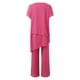 thumbnail image 4 of Traje pantalón de gasa liso de primavera para mujer - Diseño holgado e irregular - Top con botones y pantalones capri - Tallas S-XXXL, 4 of 7