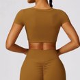 thumbnail image 4 of Top deportivo para mujer, Top corto de Yoga Sexy, Top de manga corta para Fitness, camiseta de entrenamiento con aumento, Tops, ropa de gimnasio, ropa deportiva para correr, 4 of 5