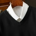 thumbnail image 5 of Miluxas Men's V Neck Sweater Lightweight Long Sleeve Knitted Pullover Sweaters Black L(L), 5 of 5