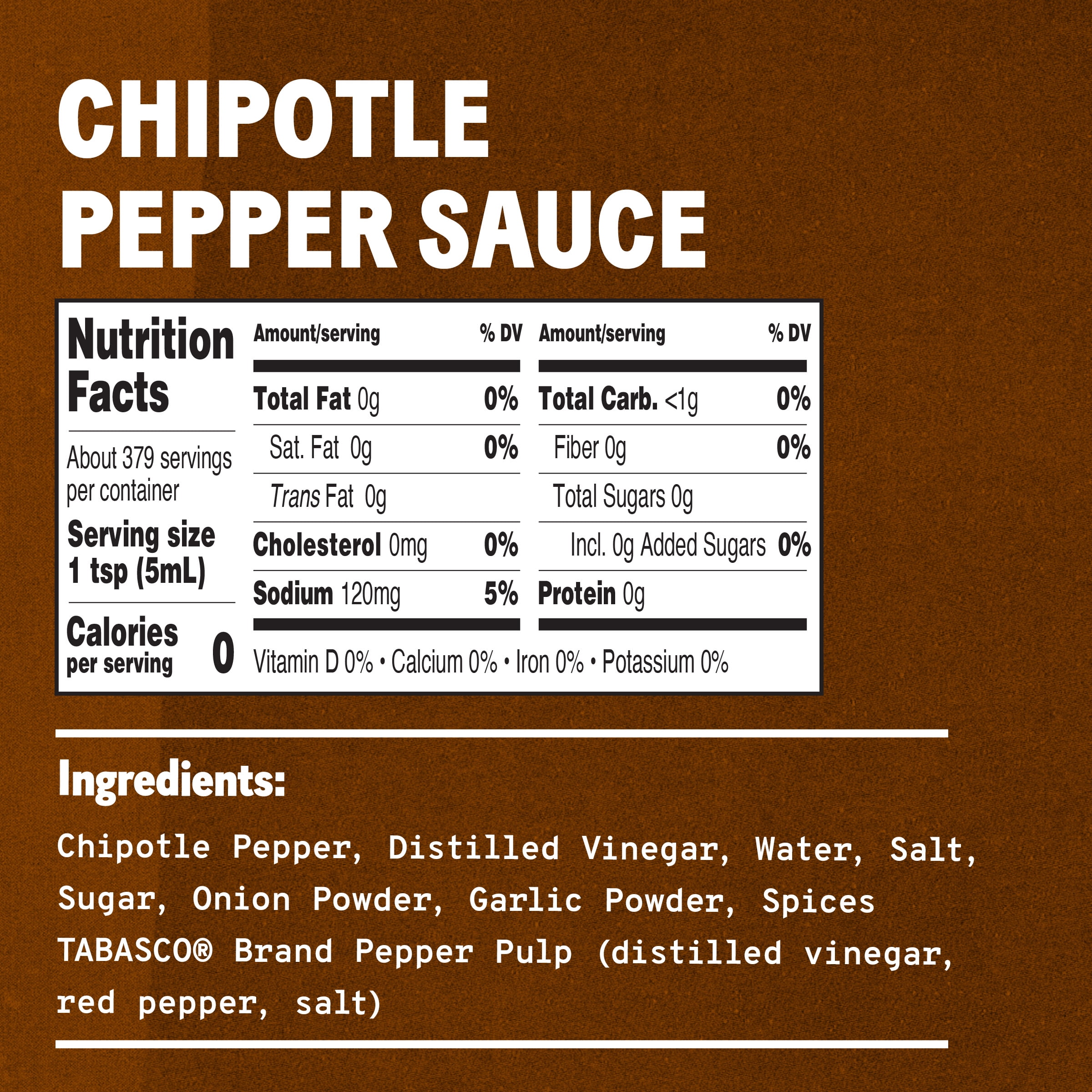 Tabasco Chipotle Pepper Sauce, 64 fl. oz Regular Half Gallon Jug, Gluten Free
