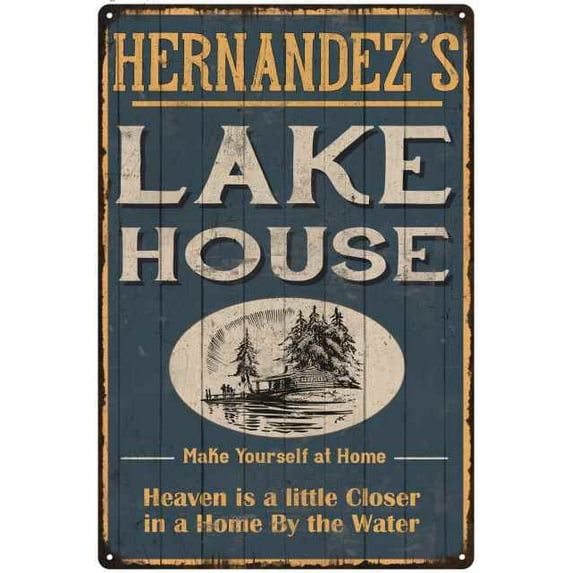 HERNANDEZ'S Lake House Blue Cabin Home Decor Gift 8x12 Metal 108120038015