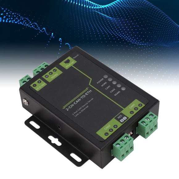 CAN To Ethernet Converter, DC 5~36V TCP IP Protocol Industrial Grade 2 Ports CAN Device Server for Computer