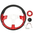thumbnail image 2 of Universal Racing Steering Wheel Upgrade 14in Racing Style PU Aluminum Steering Wheel for Standard 6 Hole Hub Adapter Vehicles, 2 of 7