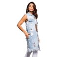 thumbnail image 4 of American Bazi Women's Oversized Destroyed Long Denim Jean Vest RBT713 - Light Blue - X-Large, 4 of 6