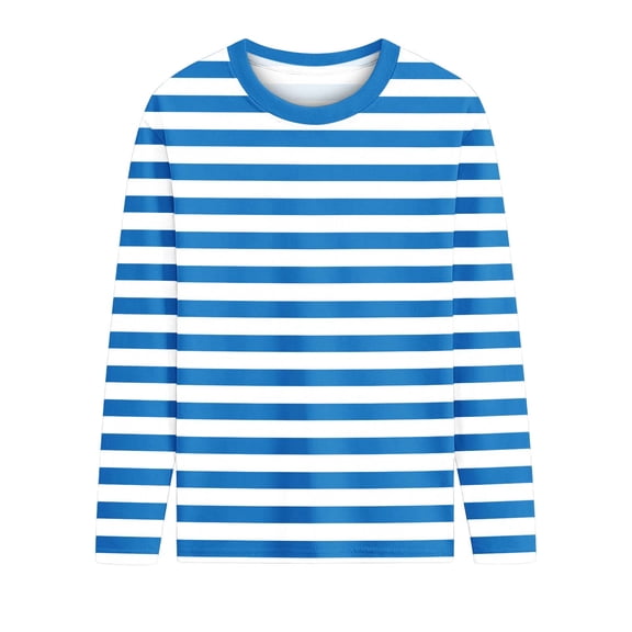 Scyoekwg Girls Multi Color Striped Long Sleeve T-Shirt Crewneck Casual Top Tee for Fall Spring School Daily Wear (Blue,13 Years)