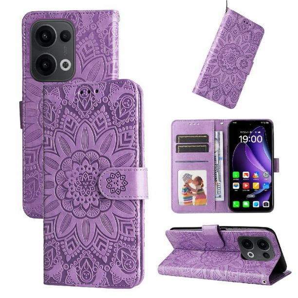 Funda tipo cartera GANGXUN para OPPO Reno 14 5G , diseño girasol, cuero PU, soporte, cierre magnético, tarjetero