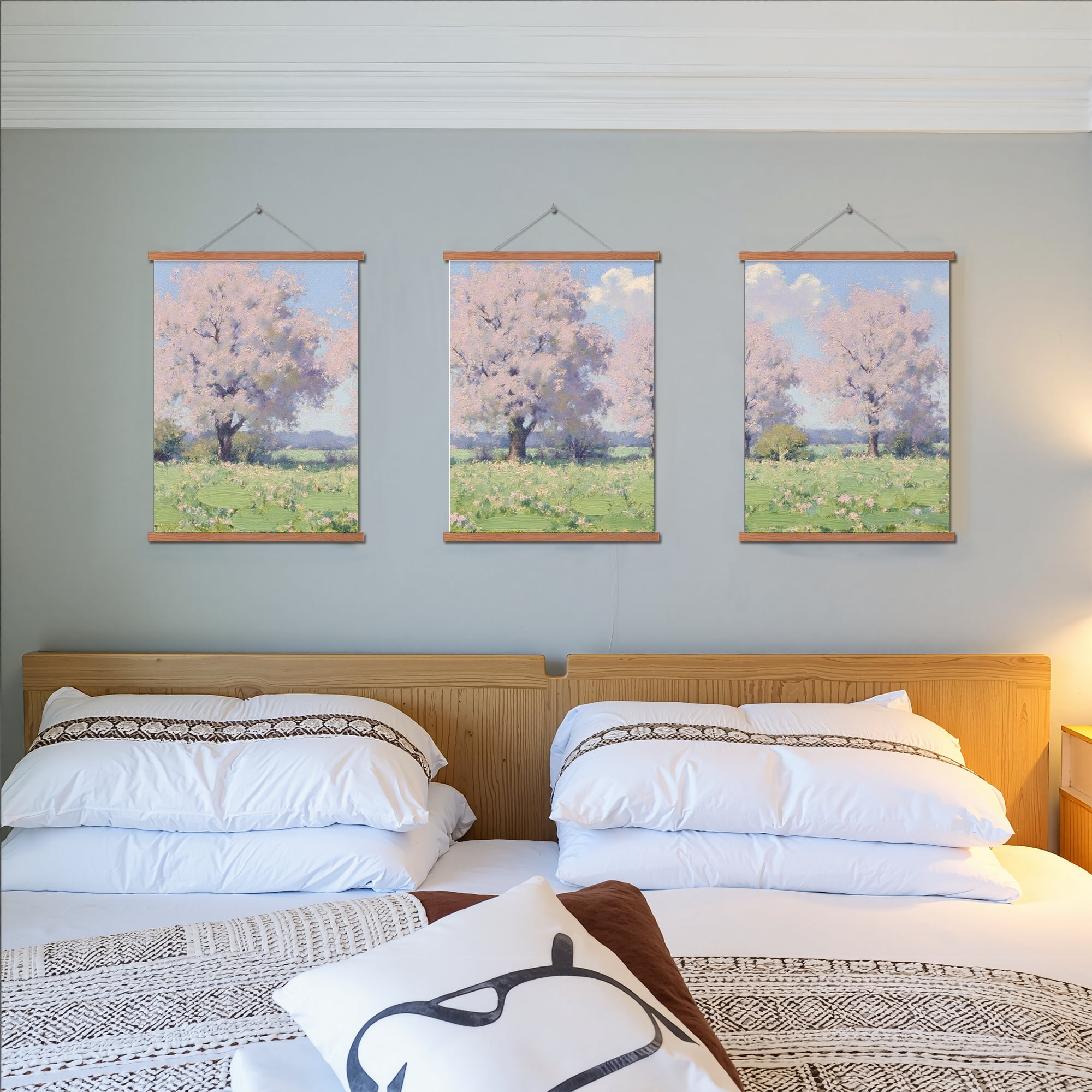 MAYEERTY Modern Abstract Wall Art Painting, Living Room Decor, Brown Hanging Rod Frame, 15.7"x11.8"
