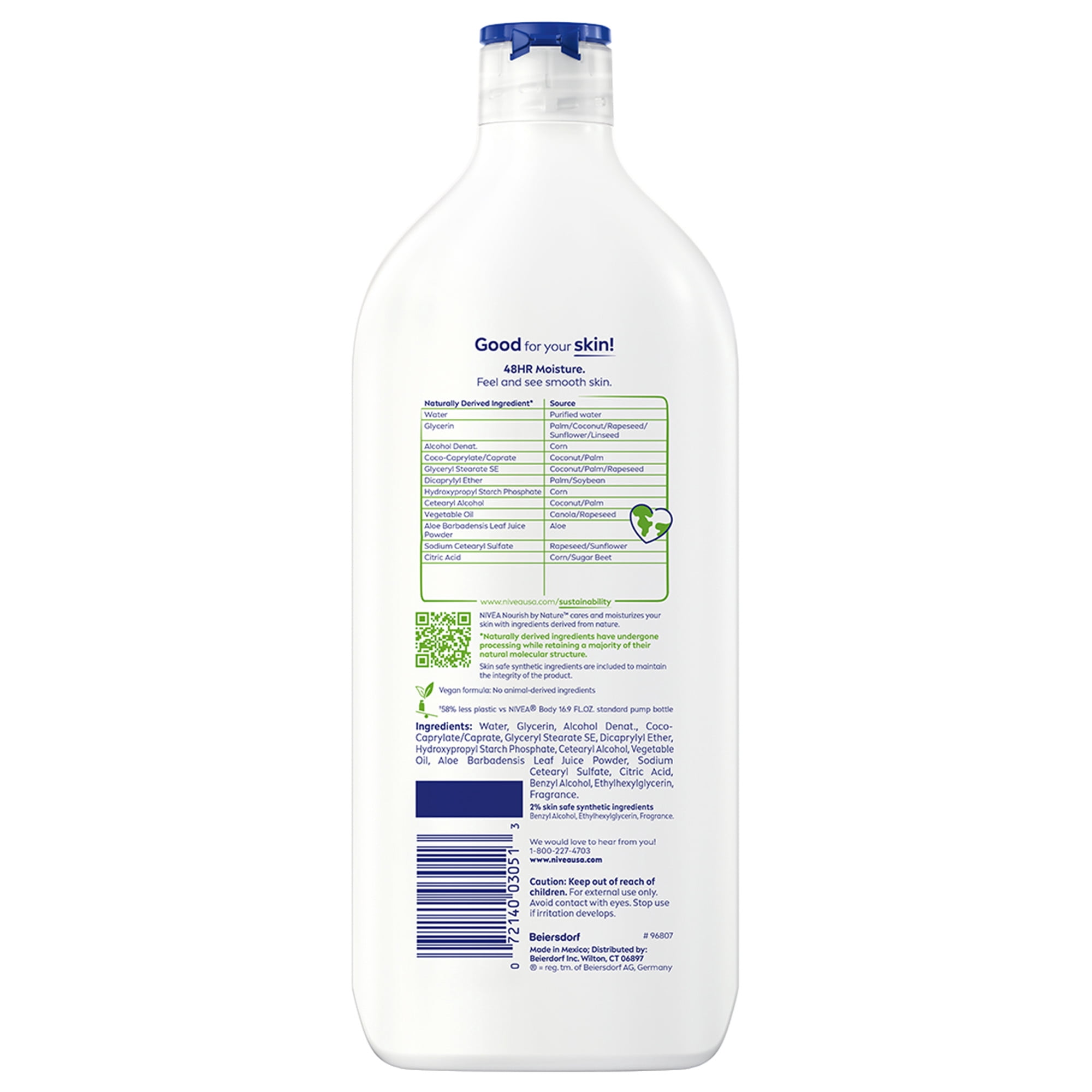 NIVEA Nourish by Nature Aloe Enriched Hydration Body Lotion, 48Hr Moisturizer, 16.9 fl oz