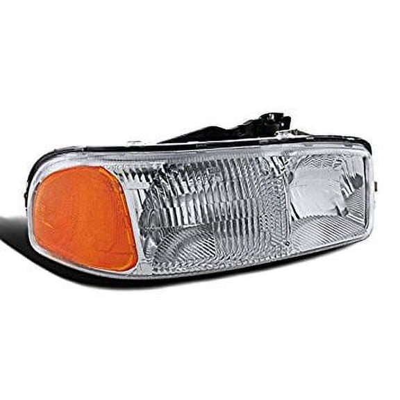 Spec-D Tuning 2LH-GMC99-R-GO Chrome Clear Headlight (GMCsierra 1500 2500 Yukon XL 1PC RH Right/Passengerside Chome)