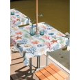 thumbnail image 2 of Outdoor Tablecloth with Umbrella Hole for Patio/Picnic/Party/Camping, Summer Ocean Waterproof Table Cloth Square Cover Washable, Watercolor Ocean Marine Turtle Coral Starfish Blue (60"x 60"), 2 of 8