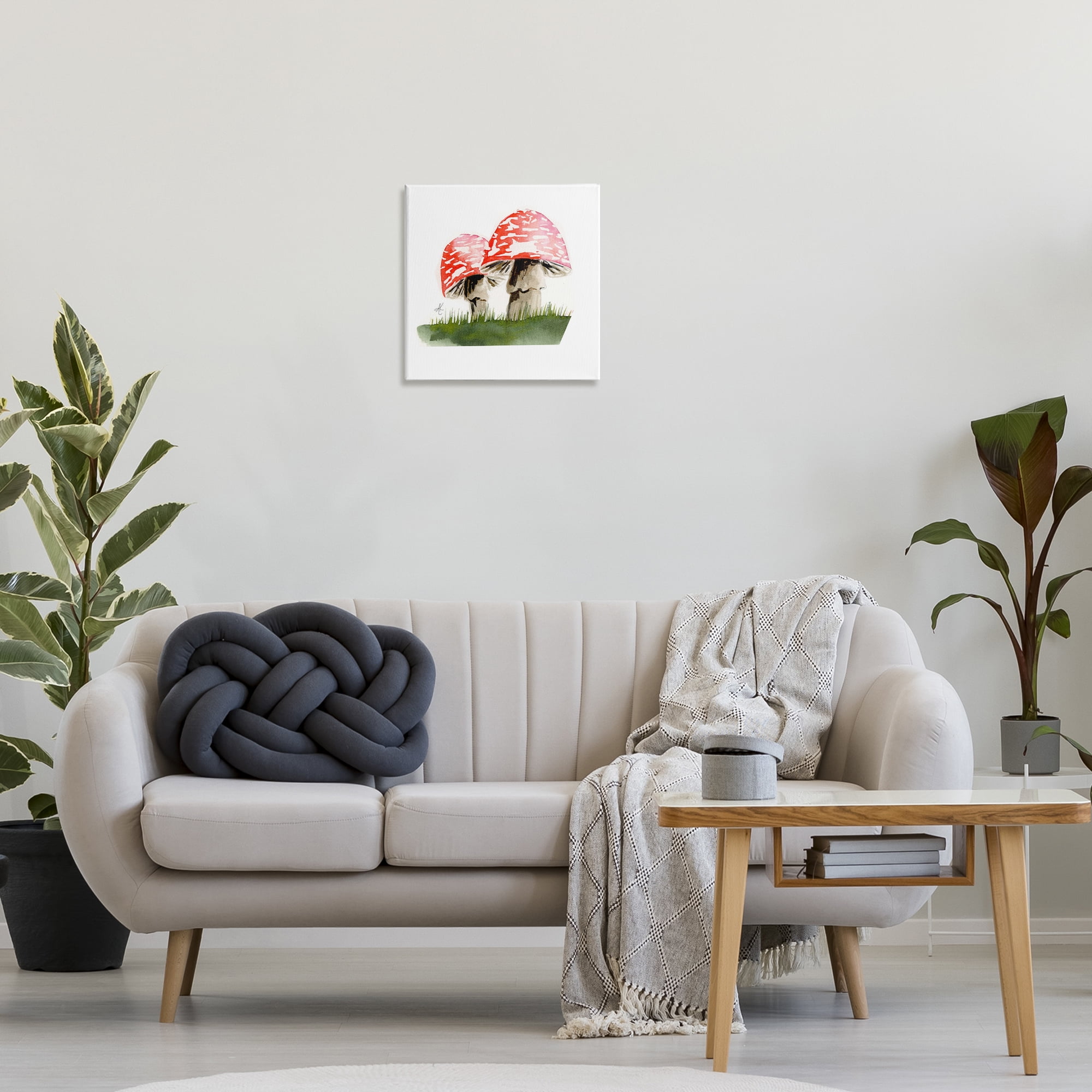 Stupell Industries Red Mushroom Pair Plants & Flowers Painting Wrapped Canvas Art Print Wall Art, 17 x 17
