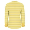 thumbnail image 5 of HOMBOM Womens Crew Neck T-Shirts Yellow Puff Sleeve Fall Tops Striped Long Sleeve for Women Relaxed Fit, 5 of 6