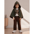 thumbnail image 5 of Qmyliery Toddler Boy Fall Outfits Solid Long Sleeve Shirt + Long Pants + Vest + Cape 4 Pcs Gentleman Set, 5 of 9