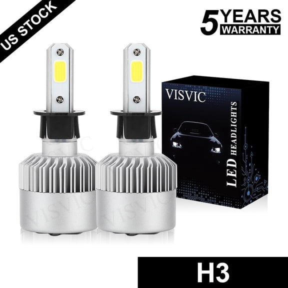 2pcs H3 LED Headlight 100W 10000LM FOG Light Bulbs 6000K White Driving DRL Lampr