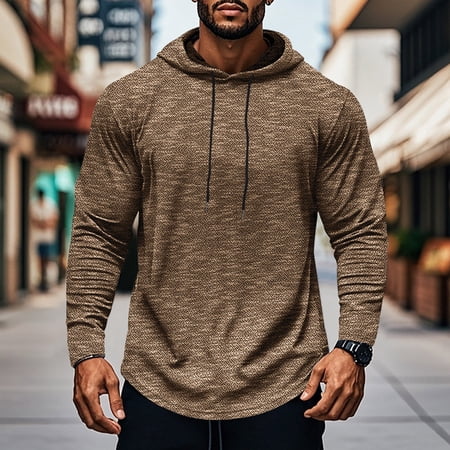 gbyLJF Men s Hoodies Solid Color Long Sleeve Pullover Sweaters Men Apparel Lightweight Moisture Wicking & Breathable Sweatshirts
