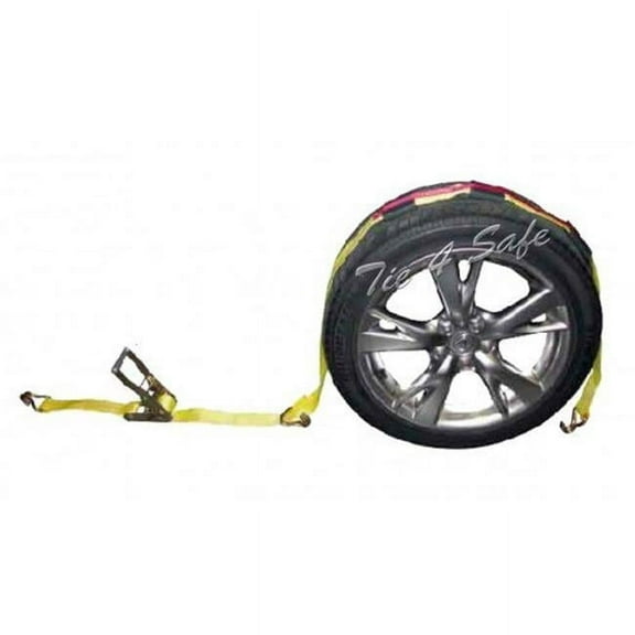 Tie 4 Safe RT51-510-W5-8 2 in. x 10 ft. Car Tie Downs with J-Hooks, Ratchet Buckle & Tire Grip - Yellow, 8 Piece