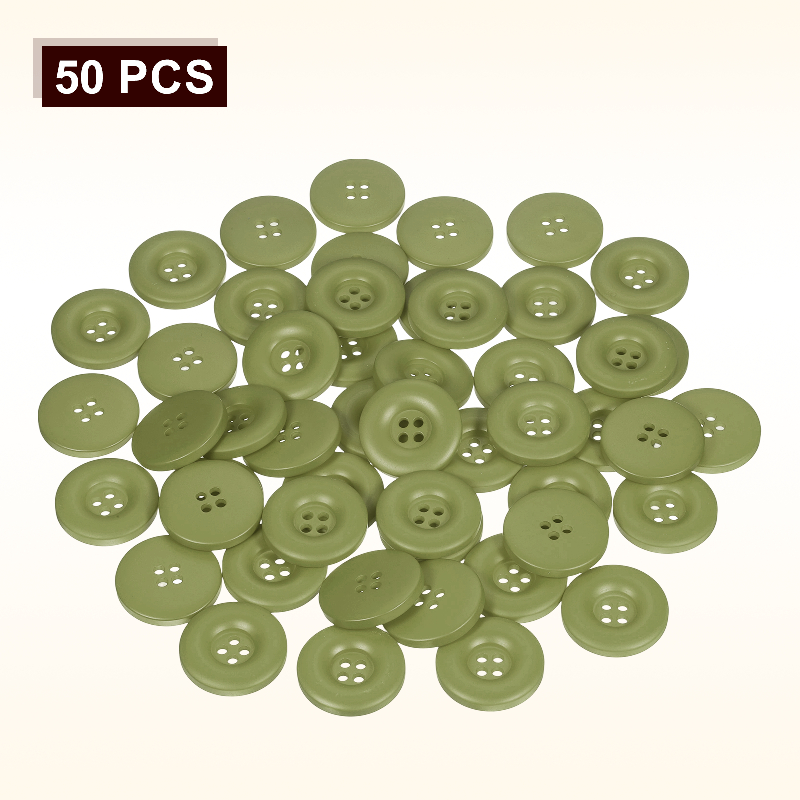 Uxcell 50pcs Sewing Button 30mm 4 Holes Resin Round Crafting Buttons, Green