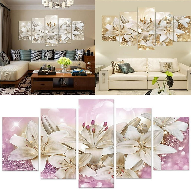 Small canvas painting flowers wall art set of 5