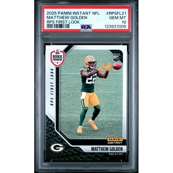 Graded 2025 Panini Instant Matthew Golden #RPSFL21 RPS First Look Rookie RC Football Card PSA 10 Gem Mint