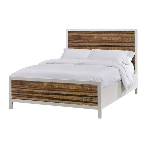 Modus Montana Queen Platform Bed In White Lacquer And Natural Sengon Walmart Com Walmart Com