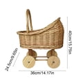 thumbnail image 3 of Woven Rattan Stroller Shaped Flower Basket with Handle, Vintage Wicker Baby Carriage Planter for Photography Props, Wedding Parties, Home Decor, 3 of 6