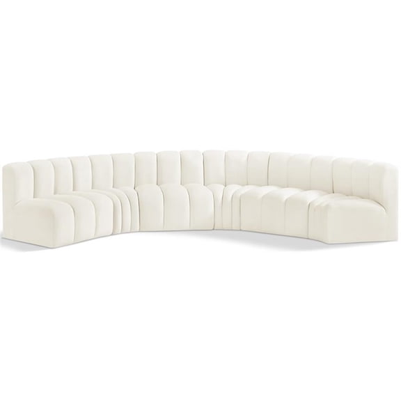 Meridian Furniture Arc Cream Velvet Modular Sectional