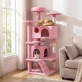 thumbnail image 2 of Gymax 52'' Tall Cat Tree Tower w/2 Condos Plush Padded Perch Sisal Scratching Posts Pink, 2 of 10
