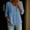 Blue, variant on Womens 3/4 Sleeve Button Down Shirts Cotton Linen Roll Up Short Sleeve Tops V Neck Casual Loose Fit Blouses S-2XL