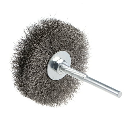 Wire Wheel Brush with Shank Bench Stainless Steel Crimped 3.35-Inch Wheel Dia for Removing Rust