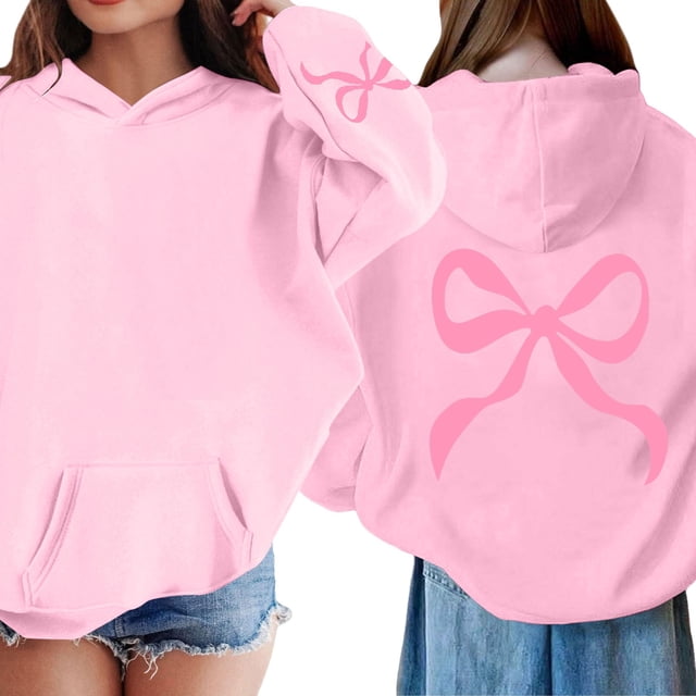 GiLiling Chandail à Capuchon avec Nœud pour Filles, Chandail en Molleton Graphique Mignon à Imprimé Léopard pour Enfants, Chandail à Capuchon Décontracté, Haut à Manches Longues Col Rond (Rose, 3-4 Ans)