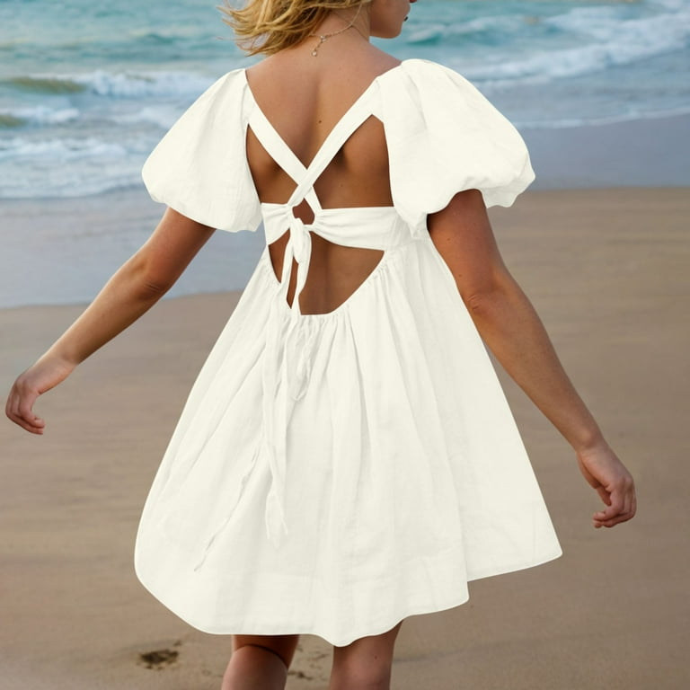 purple flowy mini dress Princess Polly Women's Aubriella Lace Long Sleeve Minidress - White main image 0