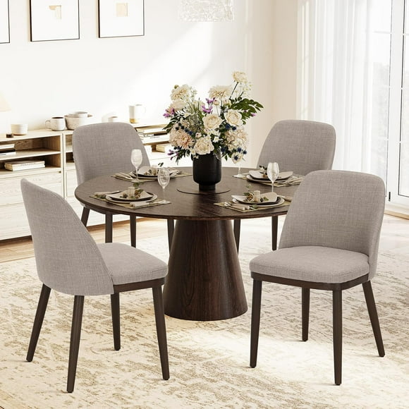 MALOL Upholstered Dining Chairs Set of 4, Modern Kitchen Chairs with Back, Fabric Side Dining Room Chairs with Wood Legs, Camel