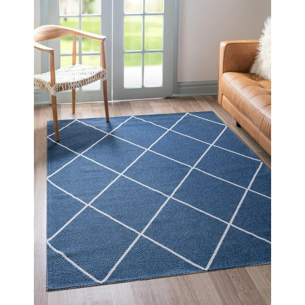 Collection Rug 5' x 8' Navy Blue Flatweave Rug