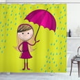 thumbnail image 1 of Ambesonne Rain Shower Curtain, Little Girl Under Raindrop, 69"Wx75"L, Yellow Green Magenta, 1 of 3