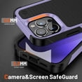 thumbnail image 4 of ELEHOLD for iPhone 14 Pro 2022 Fit Case, Military-Grade Dual Layer Raised Frame Screen & Camera Lens Protective Armor Hybrid PC+TPU Anti-Drop Shockproof Slim Rugged Case,Purple, 4 of 8