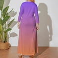thumbnail image 4 of Peach & Purple Gradient Long Sleeved Dress evening dress woman prom dress, 4 of 6