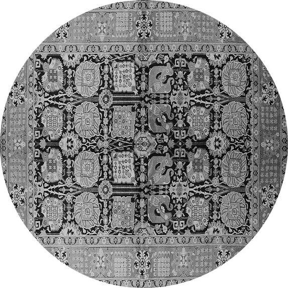 Ahgly Company Indoor Round Oriental Gray Industrial Area Rugs, 7' Round