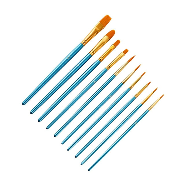 Sidaley Juego de 10 pinceles de pintura, herramienta de arte, tubo de aluminio, mano de obra fina, tren de estudiantes, pintura de acuarela, pinturas Azul