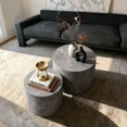 thumbnail image 3 of Tcbosik 2pcs/Set Nesting Coffee Tables, Round Side Table, Modern End Table, Circle Center Table for Living Room, No Assembly Required, Stone Gray, 3 of 7